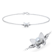 Pearl With Butterfly Silver Motive Bracelet BRS-670